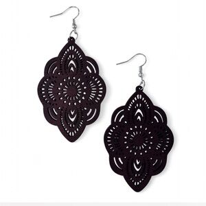 Wooden Mandala Cutout Earrings